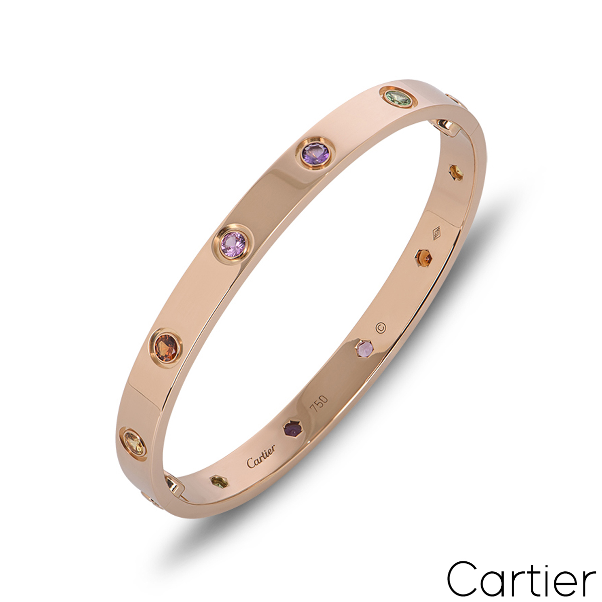 Cartier Rose Gold Coloured Stones Love Bracelet Size 19 B6036519 | Rich ...
